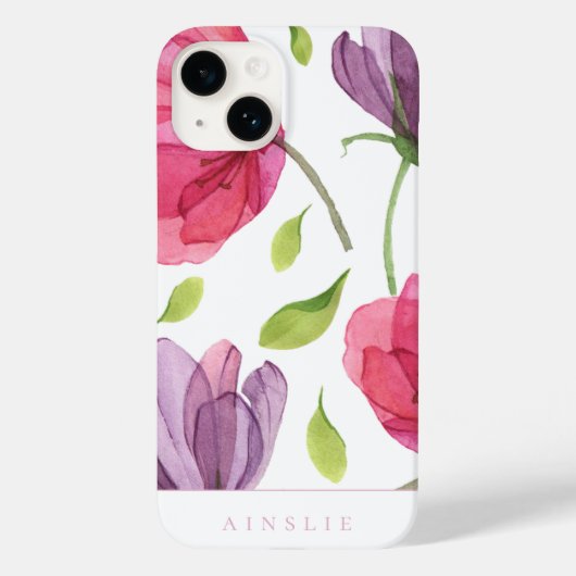 Ragfijne paarse bloempatroon Case-Mate iPhone case (Achterkant)