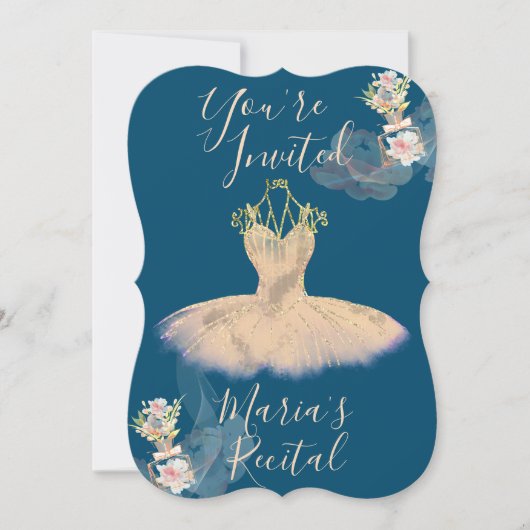 Ragfijne roze gouden ballerina jurk bloemgeur kaart (Voorkant)