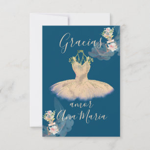 Ragfijne Roze Gouden Ballerina Jurk  Bloemige Parf Bedankkaart