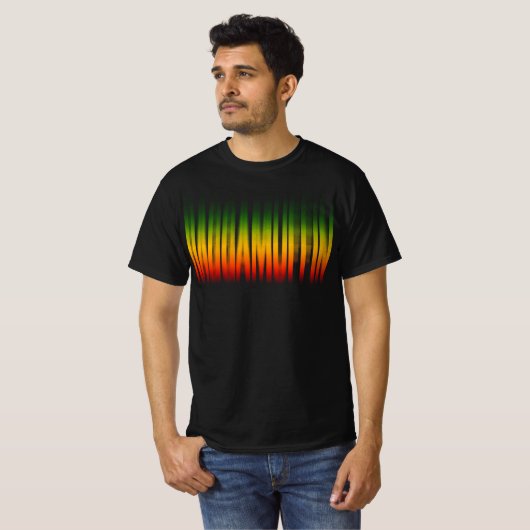 Raggamuffin wazig effect Typografie Rasta Reggae T-shirt (Voorkant volledig)