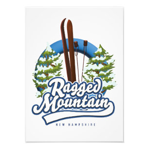 Ragged Mountain New Hampshire ski logo Foto Afdruk
