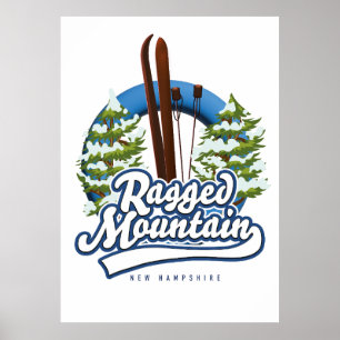 Ragged Mountain New Hampshire ski logo Poster