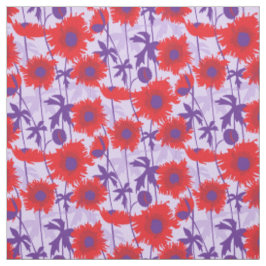 Ragged papavers rood paarse bloemengrafisch weefse stof
