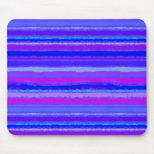 Ragged Rainbow Stripes Purples, Roze en Blauw Muismat (Voorkant)