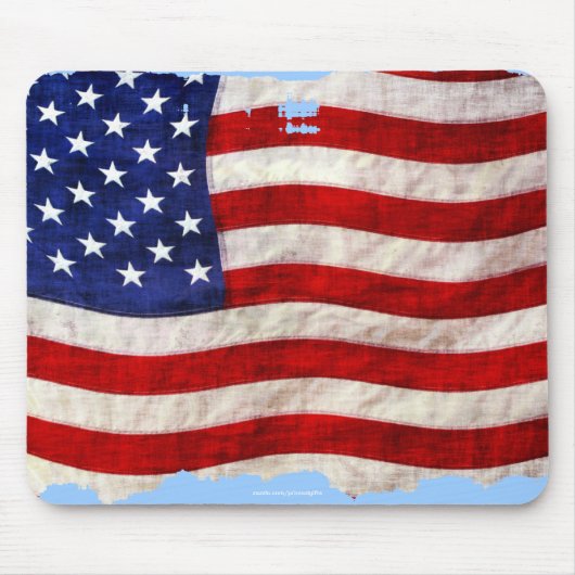 Ragged US Flag United States Patriotic Art Design Muismat (Voorkant)