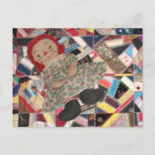 Raggedie Doll over Antiek Crazy Quilt Briefkaart (Voorkant)
