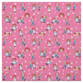 Raggedy Ann and Andy on Falling Hearts on Pink Stof (Swatch)