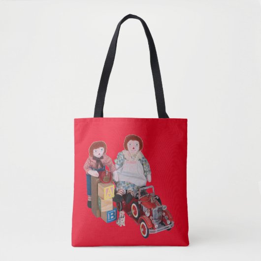 Raggedy Ann & Andy poppen met speelgoed Tote Bag (Voorkant)
