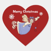 Raggedy Ann Angel Christmas Hart Sticker (Voorkant)