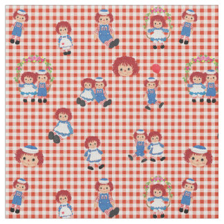 Raggedy Ann en Andy op Red Gingham Stof