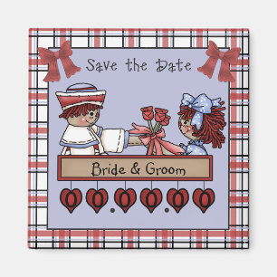 Raggedy Ann en Andy Save-the-Date Magneten