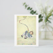 Raggedy Ann op een vlieger 1918 Illustratie Briefkaart (Staand voorkant)