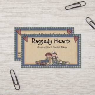 Raggedy Hearts Primitive Country Visitekaartje