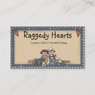 Raggedy Hearts Primitive Country Visitekaartje