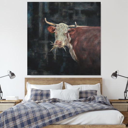 "Raggedy" The Family Cow 40" x 40" |  Canvas Afdruk (Insitu (Slaapkamer))