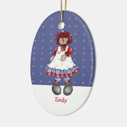 Raggety Doll Oval Kerstversiering Keramisch Ornament (Links)