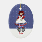 Raggety Doll Oval Kerstversiering Keramisch Ornament (Voorkant)