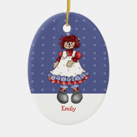 Raggety Doll Oval Kerstversiering Keramisch Ornament (Voorkant)