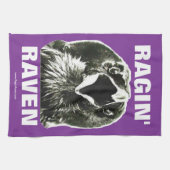 Ragin' Raven Rally Towel (Paarse letters met witte Theedoek (Horizontaal)