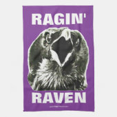 Ragin' Raven Rally Towel (Paarse letters met witte Theedoek (Verticaal)