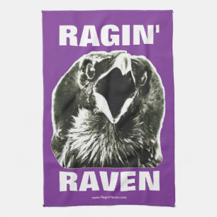 Ragin' Raven Rally Towel (Paarse letters met witte Theedoek
