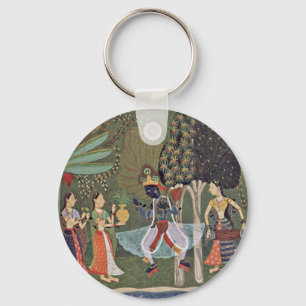 Râginâ vasanta (lente) Krishna dansend naar de M Sleutelhanger