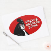 Raging Chicken Logo Ovale Sticker w / tekst (Envelop)