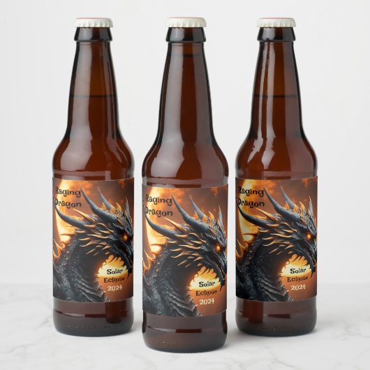 Raging Dragon Solar Eclipse Aanpassen Set van 6 Bier Etiket (Flessen)