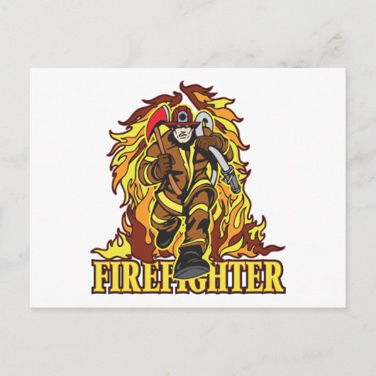 Raging Flams Firefighter Briefkaart (Voorkant)