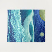 Raging Waves Blue Ocean Night Wandkleed (Voorkant (horizontaal))