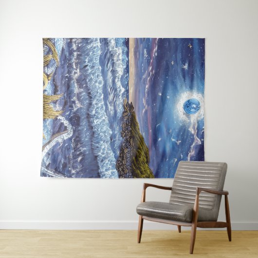 Raging Waves Midnight Sky Wandkleed (In Situ (horizontaal))