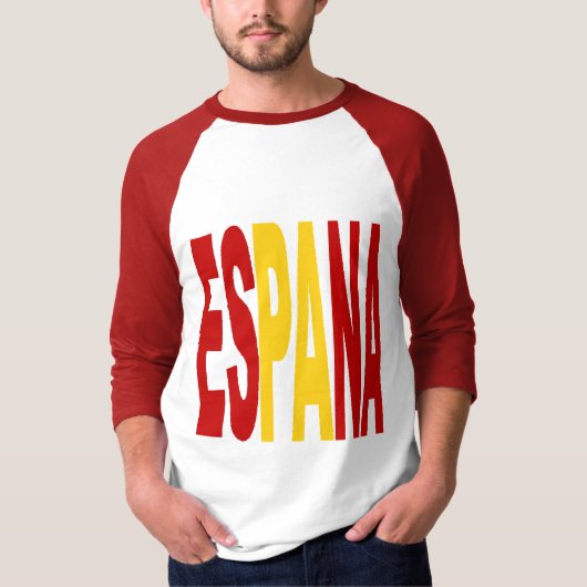 Raglan T-shirt wit rood man ESPANA (Voorkant)