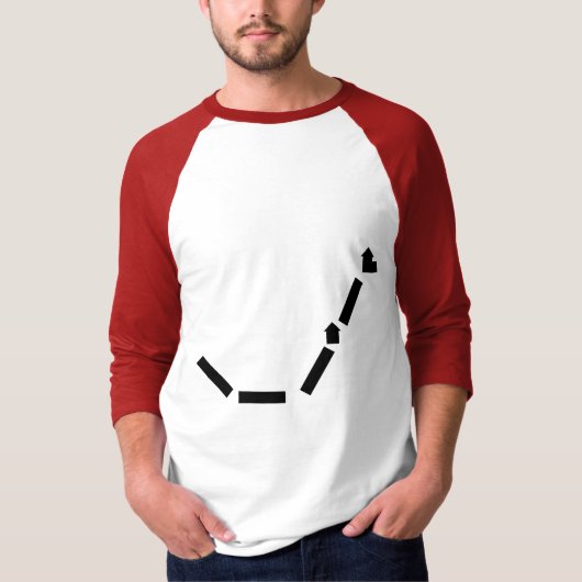 Raglan van 3/4 Sleeve wit/rood T-shirt (Voorkant)