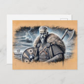 Ragnar Lodbrok in pastelkrijttekening Briefkaart (Voorkant / Achterkant)