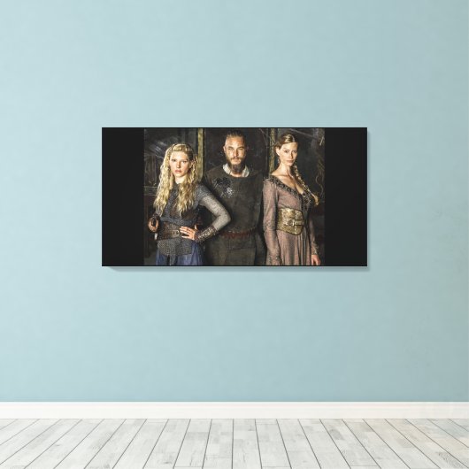 Ragnar Lothbrok Lagertha Aslaug Canvas Afdruk (Insitu (Houten vloer))