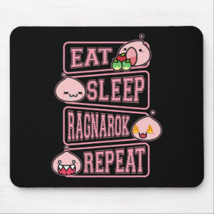 Ragnarok Poring Eet Slaap Herhaal Gamer Meme T-shi Muismat