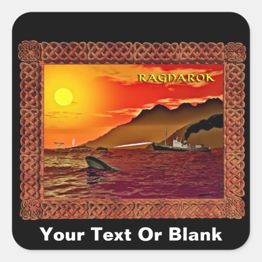 Ragnarok voor walvissen vierkante sticker (Voorkant)