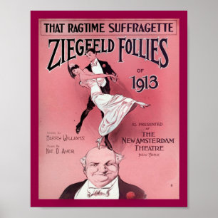 Ragtime Suffragette 1910 vel Hoesje Muziek kopiëre Poster