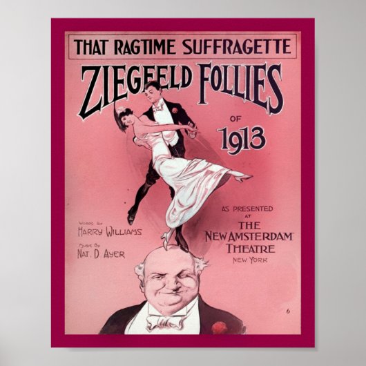 Ragtime Suffragette 1910 vel Hoesje Muziek kopiëre Poster (Voorkant)