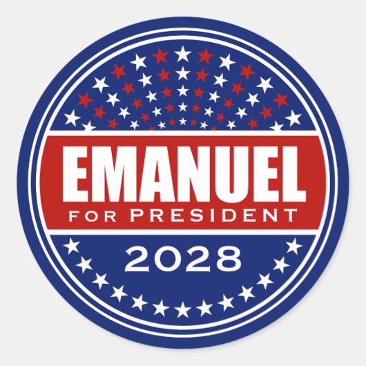Rahm Emanuel als President 2028 Ronde Sticker (Voorkant)