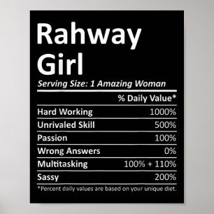 Rahway Meisje Nj New Jersey Grappige Stad Thuis Ro Poster