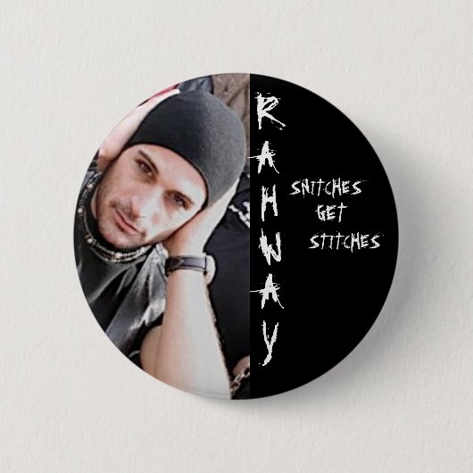 RAHWAY, Snitches, Get, Stitches Pin Ronde Button 5,7 Cm (Voorkant)