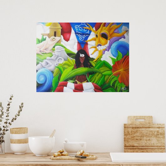 Raices 4 Puertoricaanse kunst Poster (Keuken)