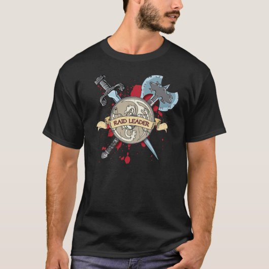 RAID LEADER-Tattoo - Sword, Ax en Shield T-shirt (Voorkant)
