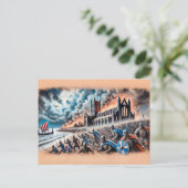 Raid op Lindisfarne in pastelkrijttekening Briefkaart (Staand voorkant)