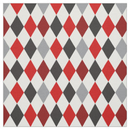 Raider Red en Black Argyle Pattern Fabric Stof