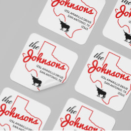 Raider Red Texas Longhorn Familieladabel Vierkante Sticker