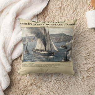 Raiders vallen Portland Harbor aan 27 juni 1863 Kussen