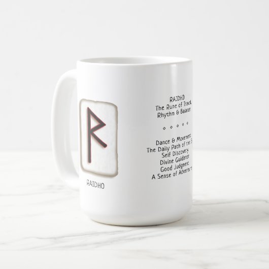 Raidho RuneStone 15 oz. Mok (Voorkant links)
