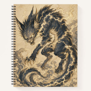 Raiju Gouden Staart Japanse Yokai Kunst Spiraal No Notitieboek